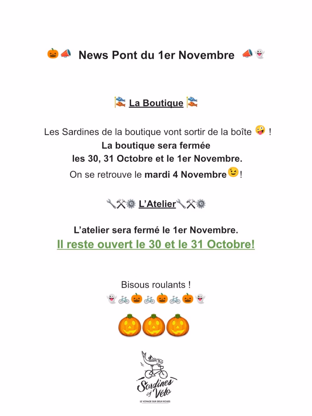 Sardines à Vélo sur instagram : #halloween #pont1nov